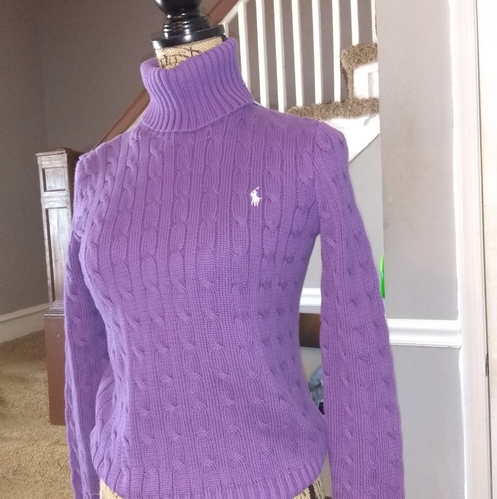 Ralph Lauren purple turtleneck knit sweater